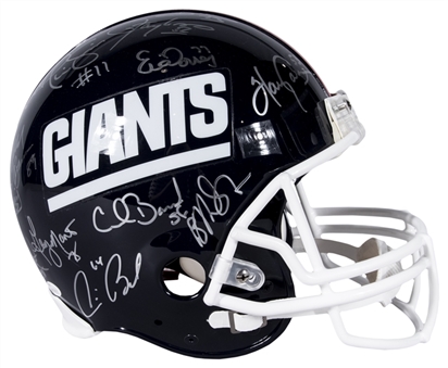 1986-87 New York Giants Team Signed Full Size Helmet With 25 Signatures Including Taylor, Simms, Carson & Bavaro (JSA)